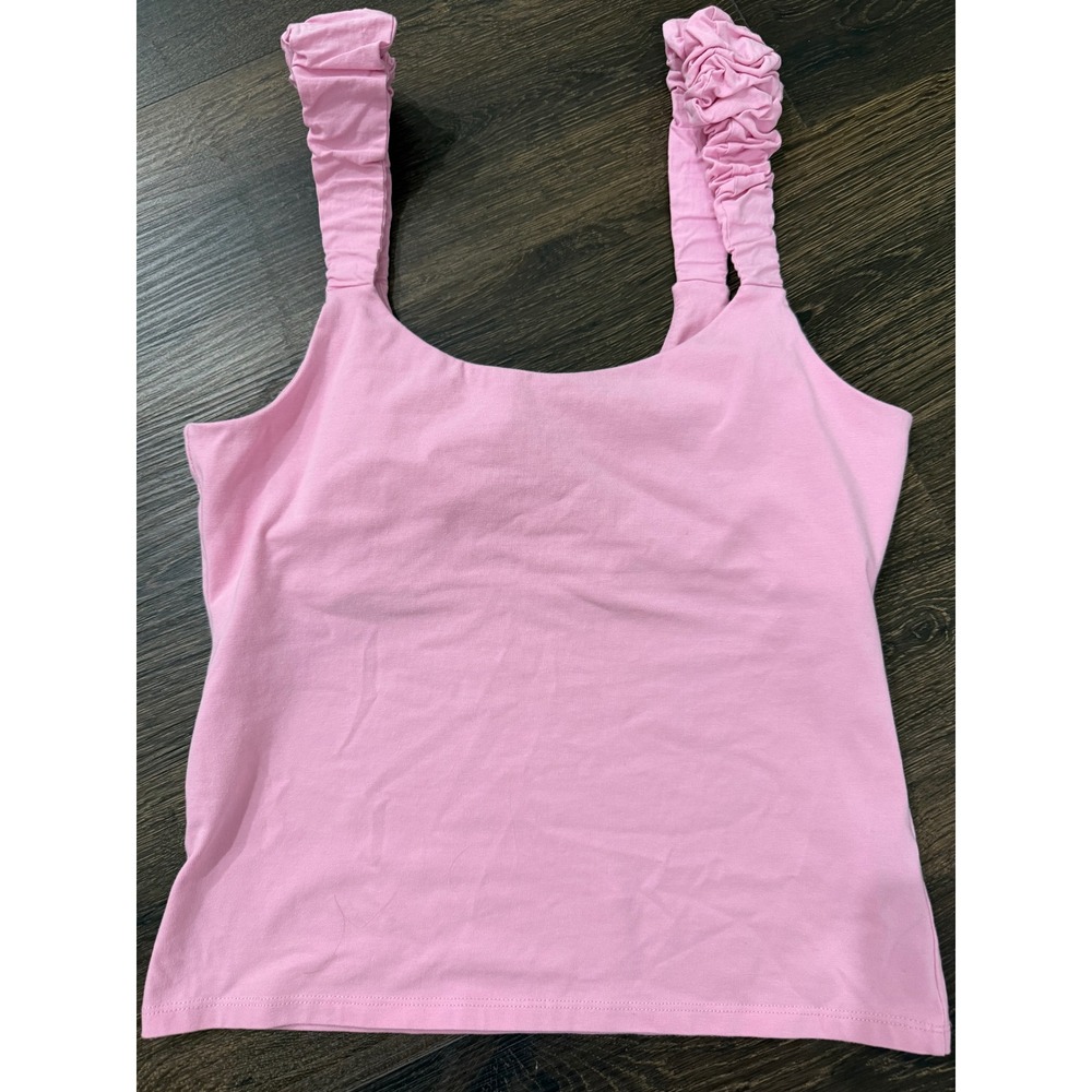 French Connection Tank Top Women M Pink Ruched Strap Stretch